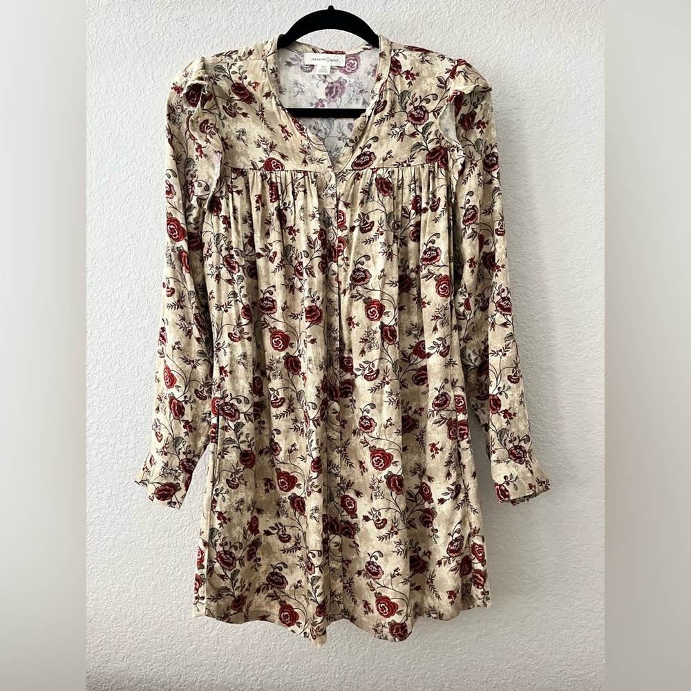 Treasure & Bond Floral Long Sleeve Button Down Dress XXS